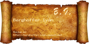 Berghoffer Iván névjegykártya